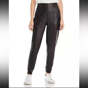 NWT- Spanx- black Faux Leather Jogger Pants- Size Large